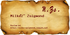 Milkó Zsigmond névjegykártya